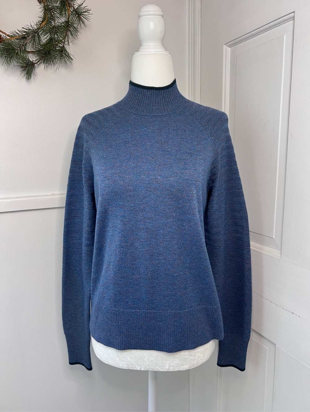 Smartwool Women's Edgewood Mock Neck Sweater in Violet Blue Marl NWT